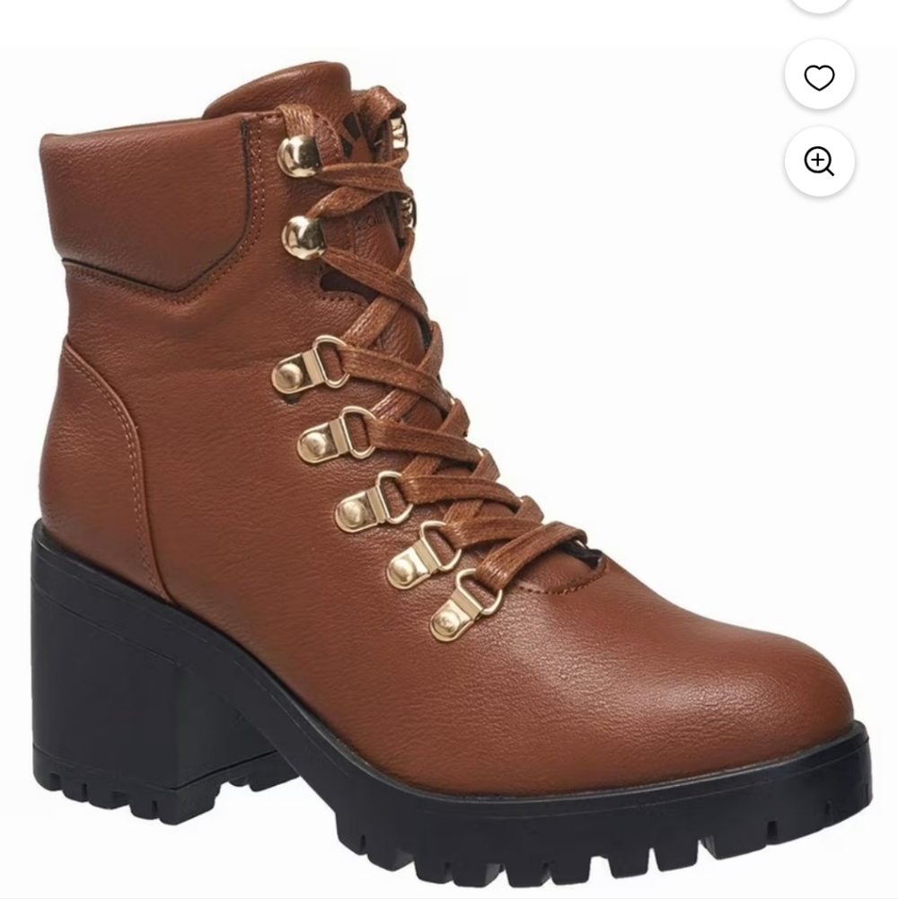 C & C California Womens Pixie Faux Leather Ankle Combat & Lace-up Boots